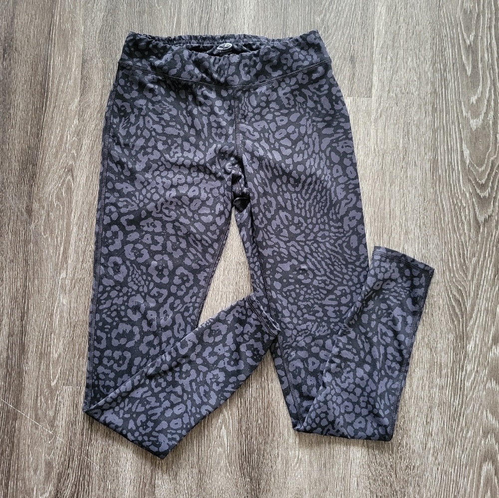 CHAMPION DUO DRY BLACK & GRAY CHEETAH PRINT ATHLETIC WORKOUT LEGGINGS